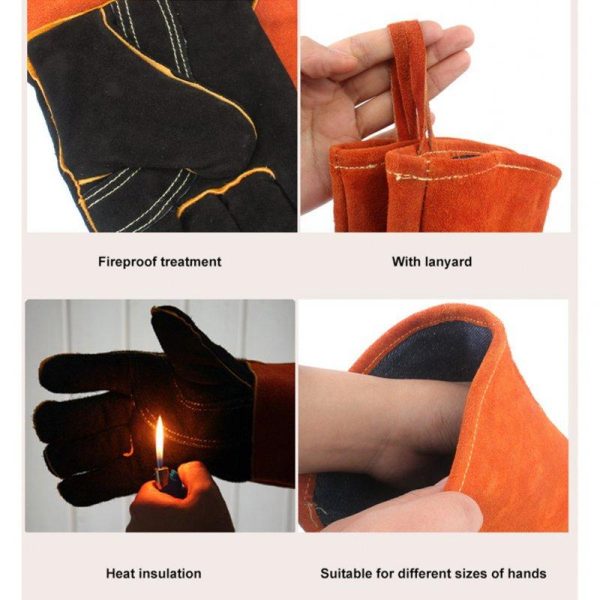 1 Pair Bbq Gloves Thickened Lengthened High Temperature Resistant Outdoor Barbecue Protective Gloves orange  |  Camp Kitchen Camp Kitchen Camp Kitchen