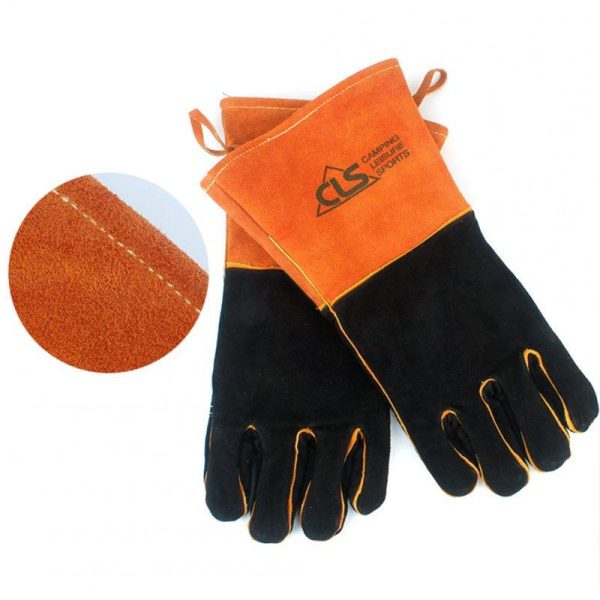 1 Pair Bbq Gloves Thickened Lengthened High Temperature Resistant Outdoor Barbecue Protective Gloves orange  |  Camp Kitchen Camp Kitchen Camp Kitchen