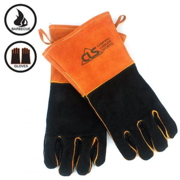 1 Pair Bbq Gloves Thickened Lengthened High Temperature Resistant Outdoor Barbecue Protective Gloves orange  |  Camp Kitchen Camp Kitchen Camp Kitchen