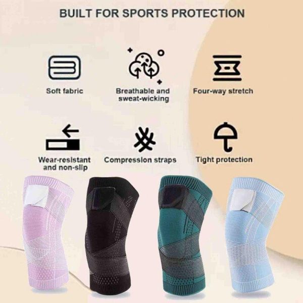 1 Pair Knit Sports Knee Pads Breathable High Elastic Non-slip Knee Brace Wrap Knee Compression Sleeve black M  |  Protective Gears Exercise & Sports Black + M