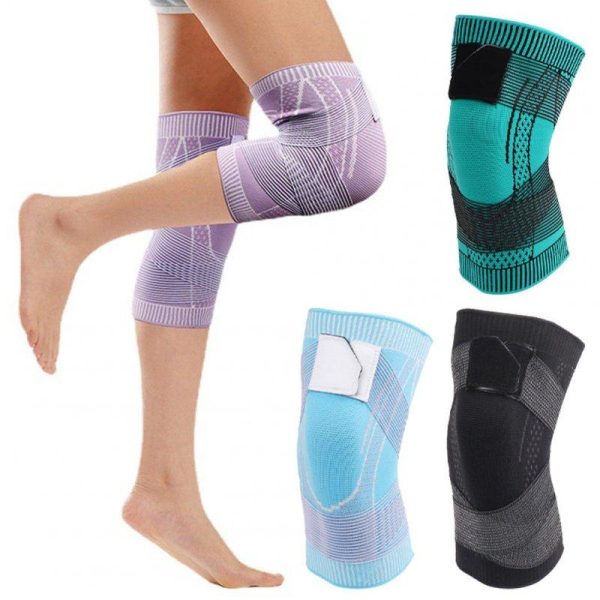 1 Pair Knit Sports Knee Pads Breathable High Elastic Non-slip Knee Brace Wrap Knee Compression Sleeve sky blue M  |  Protective Gears Exercise & Sports Protective Gears