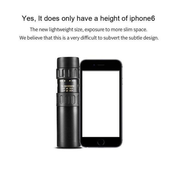 10-30×25 Pocket Mini Monocular Optic Prism HD Telescope Travel Bird Watching Camping Goggles Silver  |  Telescopes & Binoculars Camping & Hiking Silver