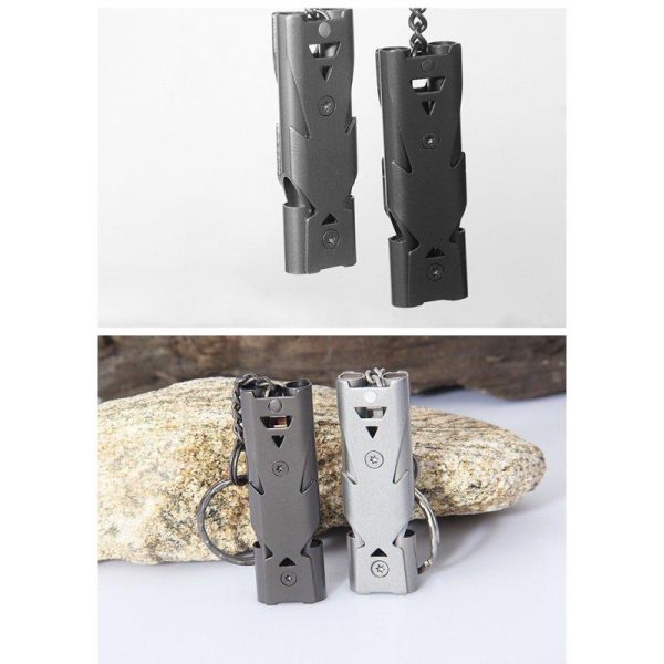 150DB Stainless Steel Whistle with Key Chain Lifesaving Emergency SOS Encourage Outdoor Survival Tool gray  |  Survival Gears Camping & Hiking Gray