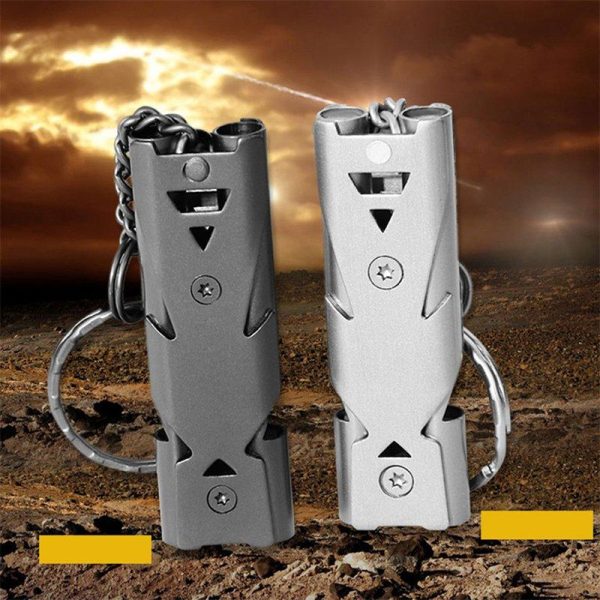 150DB Stainless Steel Whistle with Key Chain Lifesaving Emergency SOS Encourage Outdoor Survival Tool gray  |  Survival Gears Camping & Hiking Gray