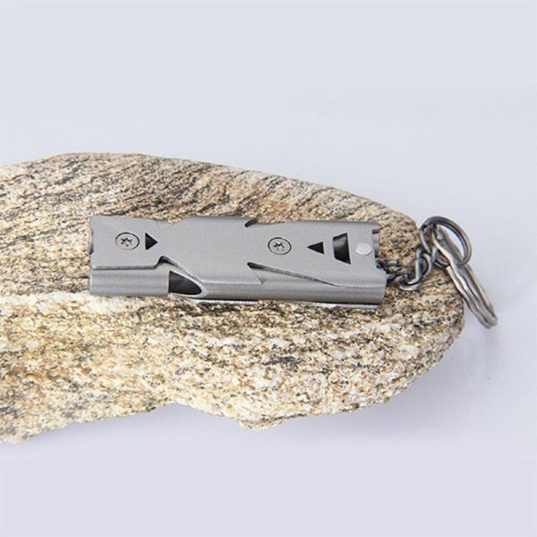 150DB Stainless Steel Whistle with Key Chain Lifesaving Emergency SOS Encourage Outdoor Survival Tool Silver  |  Survival Gears Camping & Hiking Silver