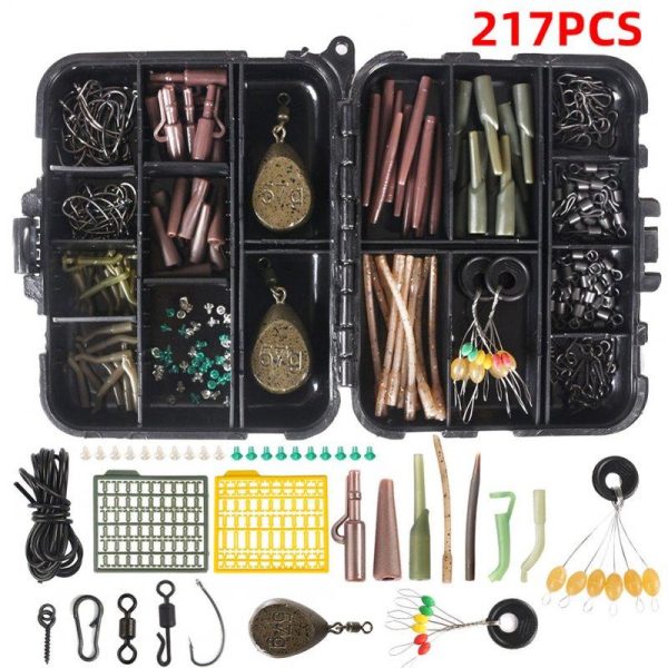 217/252pcs Carp Fishing Tackle Box Anti Tangle Sleeve line aligner Bait Screw Stoper carp hook carp lead sinker T0514-217 pieces without corn  |  Fishing Baits & Hooks Fishing Baits & Hooks Fishing Baits & Hooks