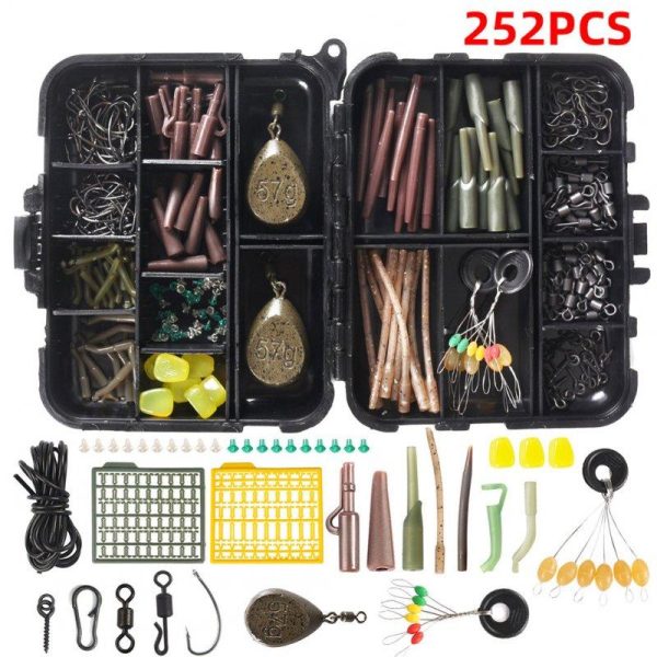 217/252pcs Carp Fishing Tackle Box Anti Tangle Sleeve line aligner Bait Screw Stoper carp hook carp lead sinker T0514-217 pieces without corn  |  Fishing Baits & Hooks Fishing Baits & Hooks Fishing Baits & Hooks