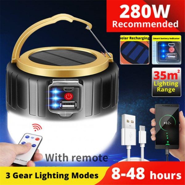 280w Smd5730 Solar Tent Light Led Bulb Usb Rechargeable Camping Light Outdoor Waterproof Camping Emergency Night Market Lamp as shown  |  Outdoor Lamps Camping & Hiking As shown