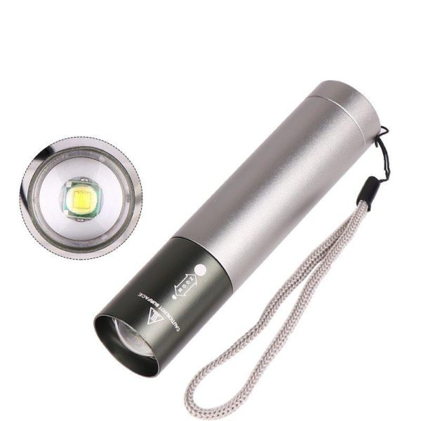 3 Modes Adjustable LED T6 USB Rechargeable Flashlight for Outdoor gray_Model 1463-T6  |  Outdoor Gadgets Camping & Hiking Gray + Model 1463-T6