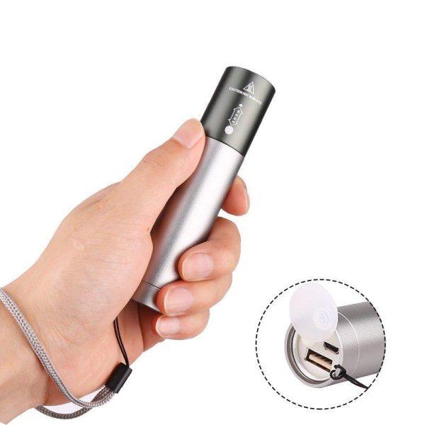 3 Modes Adjustable LED T6 USB Rechargeable Flashlight for Outdoor gray_Model 1463-T6  |  Outdoor Gadgets Camping & Hiking Gray + Model 1463-T6