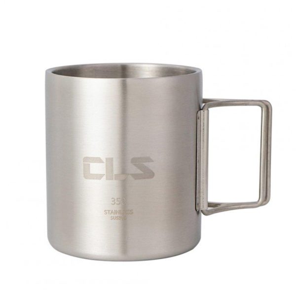 350ml Outdoor Camping Cup With Folding Handle 304 Stainless Steel Double Wall Water Mug Insulated Coffee Cup 350ml  |  Camp Kitchen Camp Kitchen 350ml