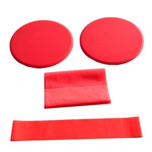 3Pcs Exercise Sliding Gliding Discs Yoga Fitness Abdominal Trainers Core Slider Tension Belt Resistance Ring red  |  Yoga Exercise & Sports Red