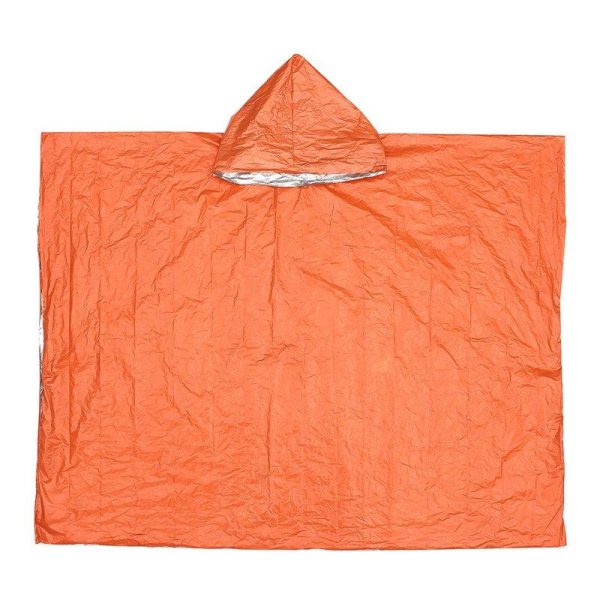 4PCS Emergency Rain Poncho Reusable Weather Resistant PE Aluminum Film Raincoat For Men Women Grown-ups Camping Orange (set of 4)  |  Survival Gears Camping & Hiking Orange (set of 4)