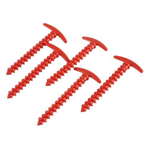 5pcs 14.5cm Portable Plastic Screw Spiral Tent Peg Stakes Nail Outdoor Camping Awning Trip Kit red  |  Outdoor Gadgets Camping & Hiking Outdoor Gadgets