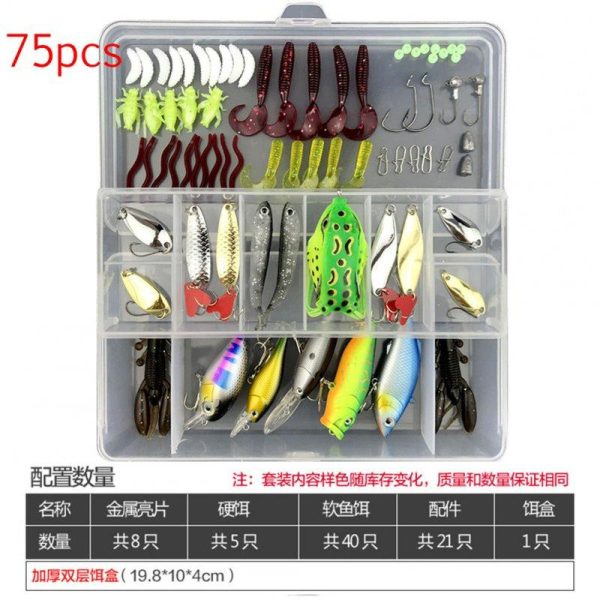 75pcs/94pcs/122pcs/142pcs Fishing Lures Set Spoon Hooks Minnow Pilers Hard Lure Kit In Box Fishing Gear Accessories 122 pieces (random color samples)  |  Fishing Baits & Hooks Fishing Baits & Hooks 122 pieces (random color samples)