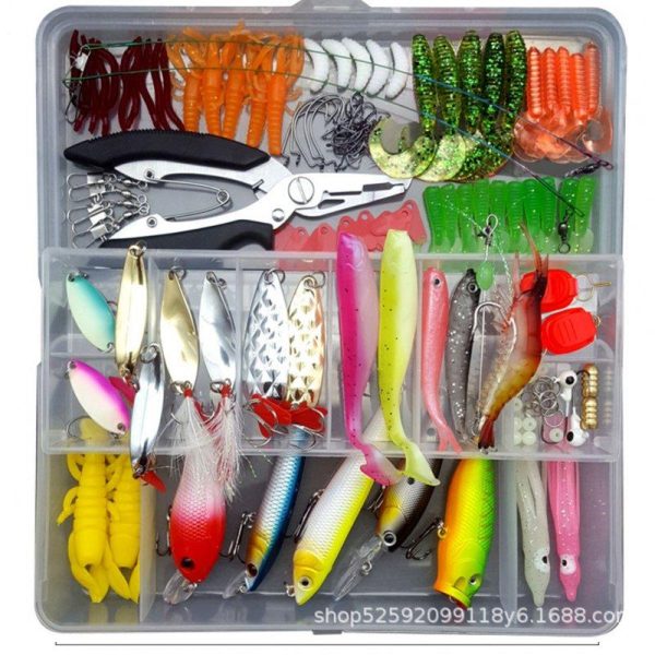 75pcs/94pcs/122pcs/142pcs Fishing Lures Set Spoon Hooks Minnow Pilers Hard Lure Kit In Box Fishing Gear Accessories 122 pieces (random color samples)  |  Fishing Baits & Hooks Fishing Baits & Hooks 122 pieces (random color samples)