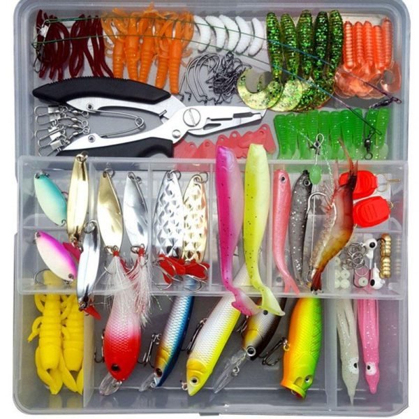 75pcs/94pcs/122pcs/142pcs Fishing Lures Set Spoon Hooks Minnow Pilers Hard Lure Kit In Box Fishing Gear Accessories 122 pieces (random color samples)  |  Fishing Baits & Hooks Fishing Baits & Hooks 122 pieces (random color samples)