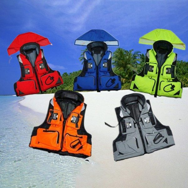 Adjustable Adult Safety Life Jacket Survival Vest for Swimming Boating Fishing  Fluorescent green_XL  |  Survival Gears Camping & Hiking Fluorescent green + XL