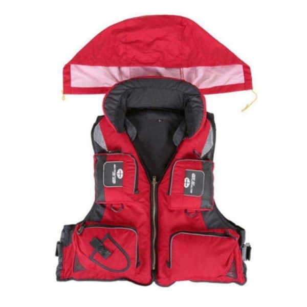 Adjustable Adult Safety Life Jacket Survival Vest for Swimming Boating Fishing  red_XL  |  Survival Gears Camping & Hiking Red + XL