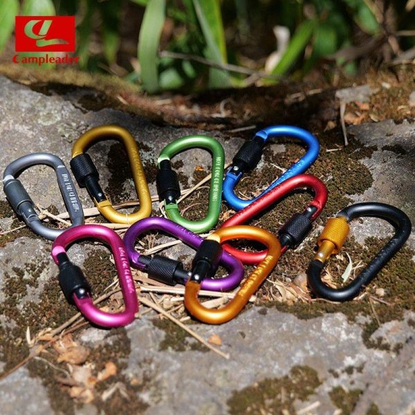 Aluminium Alloy Keychain Climbing Button Carabiner Safety Buckle Outdoor Camping Accessories black  |  Outdoor Gadgets Camping & Hiking Black