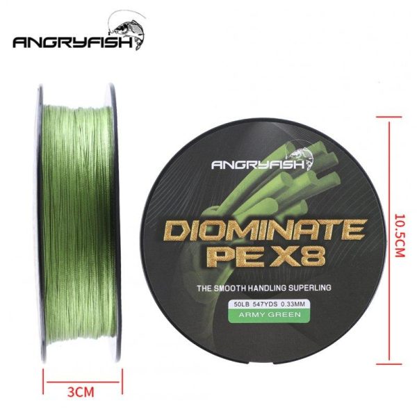 ANGRYFISH Diominate PE X8 Fishing Line 500M/547YDS 8 Strands Braided Fishing Line Multifilament Line Army Green 3.0#:0.28mm/40LB  |  Fishing Accessories Fishing Accessories 3.0#:0.28mm/40LB