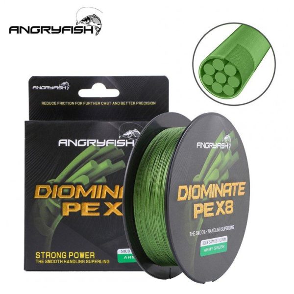 ANGRYFISH Diominate PE X8 Fishing Line 500M/547YDS 8 Strands Braided Fishing Line Multifilament Line Army Green 3.0#:0.28mm/40LB  |  Fishing Accessories Fishing Accessories 3.0#:0.28mm/40LB