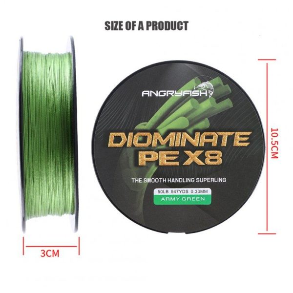 ANGRYFISH Diominate PE X8 Fishing Line 500M/547YDS 8 Strands Braided Fishing Line Multifilament Line Army Green 3.0#:0.28mm/40LB  |  Fishing Accessories Fishing Accessories 3.0#:0.28mm/40LB