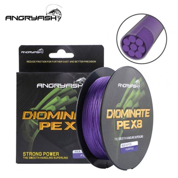 ANGRYFISH Diominate PE X8 Fishing Line 500M/547YDS 8 Strands Braided Fishing Line Multifilament Line Purple 0.8#:0.15mm/18LB  |  Fishing Accessories Fishing Accessories 0.8#:0.15mm/18LB