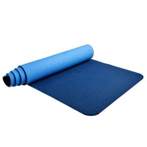 Anti-Slip Yoga Mat Lightweight 6mm Eco-friendly Fitness Mat With Carry Strap For Home Workout Travel Two-color blue 183 x 61 x 0.6cm  |  Yoga Exercise & Sports Two-color blue + 183 x 61 x 0.6cm