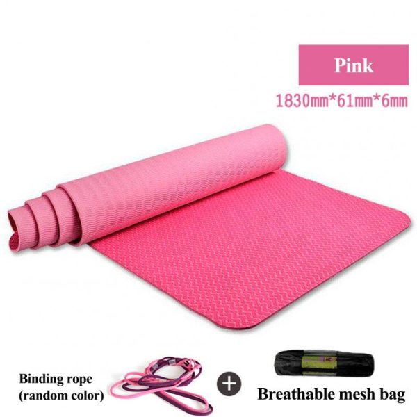 Anti-Slip Yoga Mat Lightweight 6mm Eco-friendly Fitness Mat With Carry Strap For Home Workout Travel Two-color pink 183 x 61 x 0.6cm  |  Yoga Exercise & Sports Two-color pink + 183 x 61 x 0.6cm