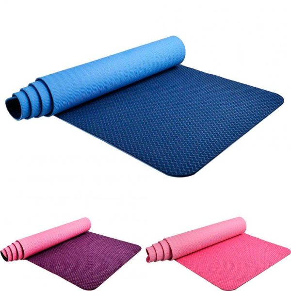 Anti-Slip Yoga Mat Lightweight 6mm Eco-friendly Fitness Mat With Carry Strap For Home Workout Travel Two-color pink 183 x 61 x 0.6cm  |  Yoga Exercise & Sports Two-color pink + 183 x 61 x 0.6cm