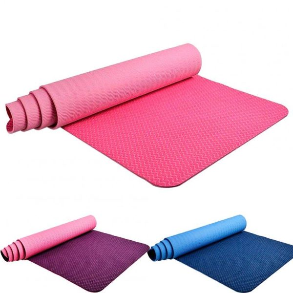 Anti-Slip Yoga Mat Lightweight 6mm Eco-friendly Fitness Mat With Carry Strap For Home Workout Travel Two-color pink 183 x 61 x 0.6cm  |  Yoga Exercise & Sports Two-color pink + 183 x 61 x 0.6cm