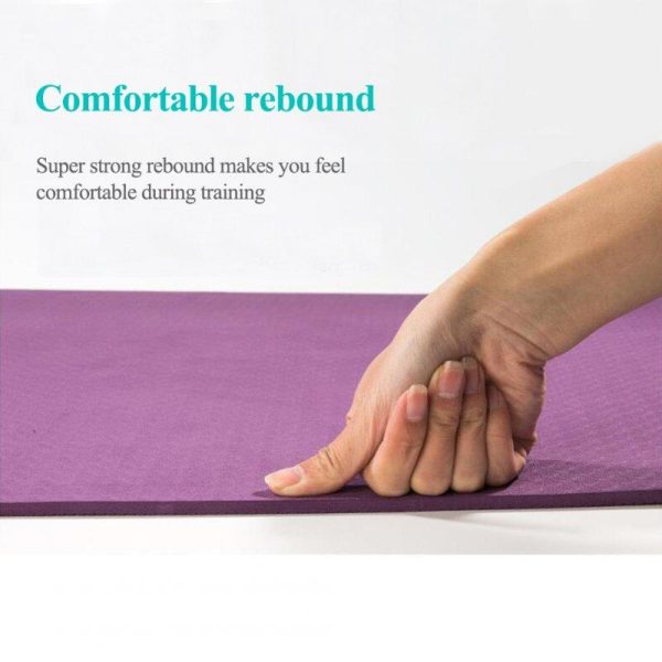 Anti-Slip Yoga Mat Lightweight 6mm Eco-friendly Fitness Mat With Carry Strap For Home Workout Travel Two-color purple 183 x 61 x 0.6cm  |  Yoga Exercise & Sports Two-color purple + 183 x 61 x 0.6cm