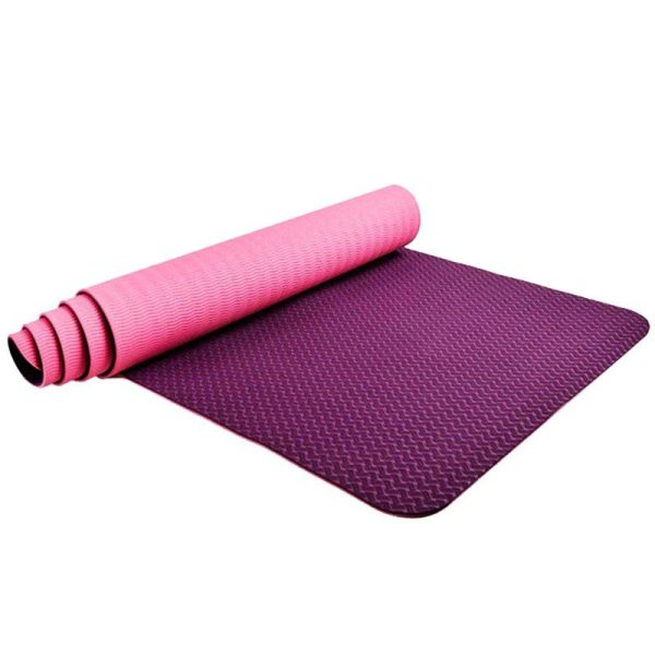 Anti-Slip Yoga Mat Lightweight 6mm Eco-friendly Fitness Mat With Carry Strap For Home Workout Travel Two-color purple 183 x 61 x 0.6cm  |  Yoga Exercise & Sports Two-color purple + 183 x 61 x 0.6cm