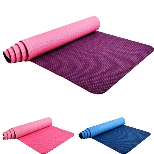 Anti-Slip Yoga Mat Lightweight 6mm Eco-friendly Fitness Mat With Carry Strap For Home Workout Travel Two-color purple 183 x 61 x 0.6cm  |  Yoga Exercise & Sports Two-color purple + 183 x 61 x 0.6cm