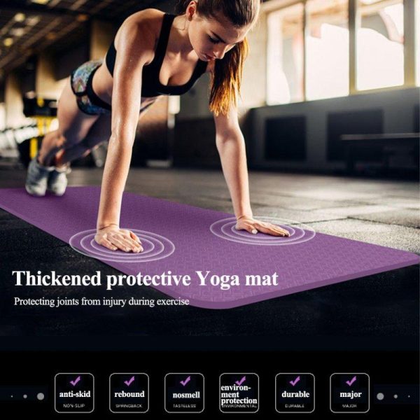 Anti-Slip Yoga Mat Lightweight 6mm Eco-friendly Fitness Mat With Carry Strap For Home Workout Travel Two-color purple 183 x 61 x 0.6cm  |  Yoga Exercise & Sports Two-color purple + 183 x 61 x 0.6cm