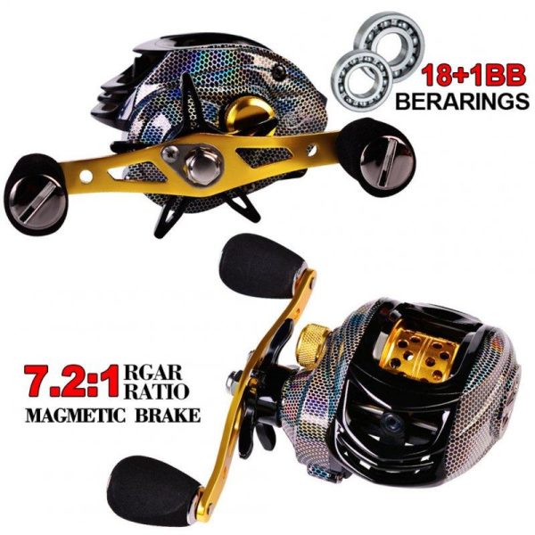 Baitcasting Fishing Reel 18+1BB 7.2:1 gear ratio Metal magnetic brake Low-Profile Reel Fishing line Reel (Minute fishing vessel) dw132l left hand  |  Fishing Reels & Rods Fishing Reels & Rods (Minute fishing vessel) dw132l left hand