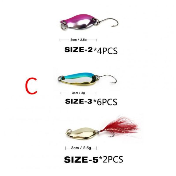 Colorful Fishing Lure Hard Metal Fishing Spoon Lure Set Walleye Trout Spoon Baits Spoon Jig Baits 12 pieces of C  |  Fishing Baits & Hooks Fishing Baits & Hooks 12 pieces of C