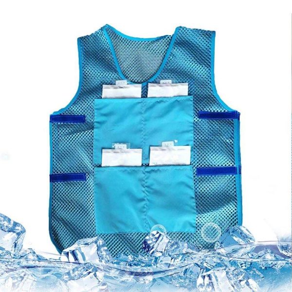 Cooling Ice Vest Summer Outdoor Activities Cooling Ice Vest With 8 Ice Bags For Men Women Hot Summer Outdoor Working blue  |  Survival Gears Camping & Hiking Blue