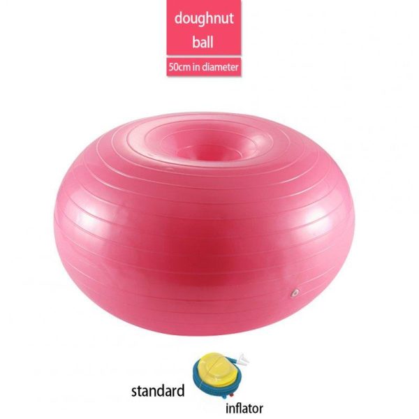 Donut Exercise Ball Workout Core Training Ball Swiss Stability Ball For Yoga Pilates Balance Training In Gym Office Classroom 50cm Pink with pump  |  Yoga Exercise & Sports Pink with pump