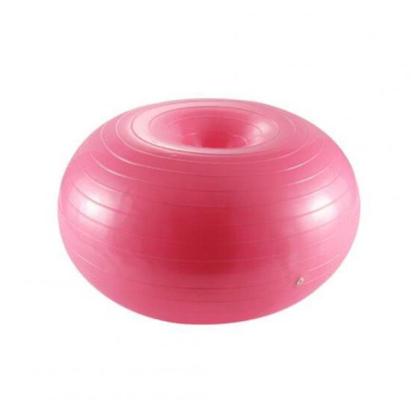 Donut Yoga Ball Thicken Explosion-proof Inflatable Balance Fitness Balance Ball with Inflator Pink  |  Yoga Exercise & Sports Pink