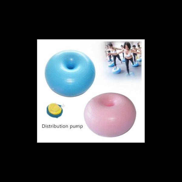 Donut Yoga Ball Thicken Explosion-proof Inflatable Balance Fitness Balance Ball with Inflator Pink  |  Yoga Exercise & Sports Pink