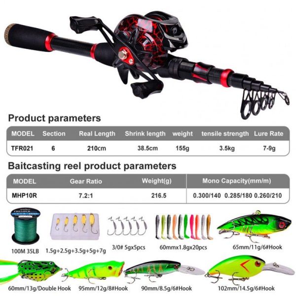 Fishing Rod Reel Combo Freshwater Saltwater Fishing Poles With Lures Reel Fishing Line Storage Bag For Beginners Skilled People left hand reel 2.1 meters  |  Fishing Reels & Rods Fishing Reels & Rods Fishing Reels & Rods