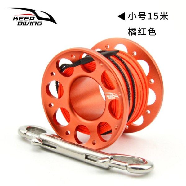 FXL-952 15M/30M Scuba Diving Aluminum Alloy Spool Finger Reel with Stainless Steel Bolt Snap Hook Safe Equipment 15 meters orange  |  Fishing Reels & Rods Fishing Reels & Rods 15 meters orange