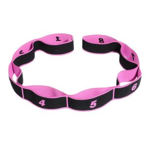 High Elastic Yoga Fitness Resistance Band 8-Loop Training Strap Tension Resistance Exercise Stretching Band for Sports Dancing Pink black  |  Yoga Exercise & Sports Pink black