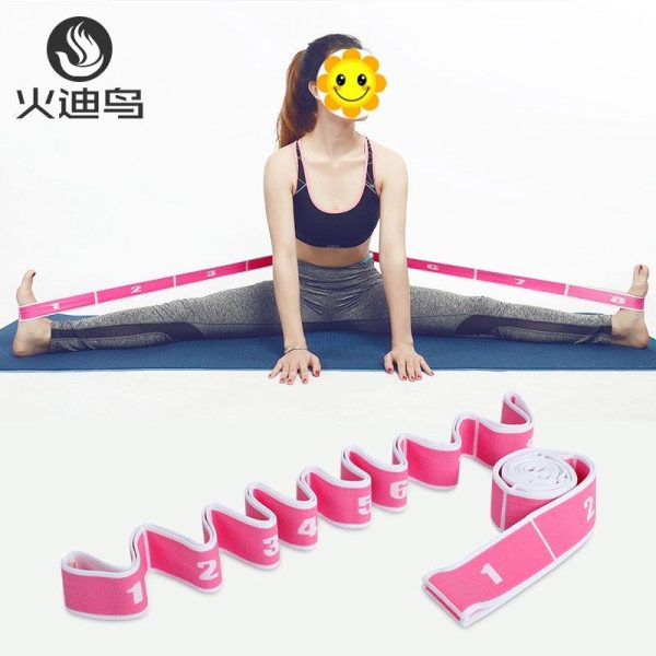 High Elastic Yoga Fitness Resistance Band 8-Loop Training Strap Tension Resistance Exercise Stretching Band for Sports Dancing Pink black  |  Yoga Exercise & Sports Pink black