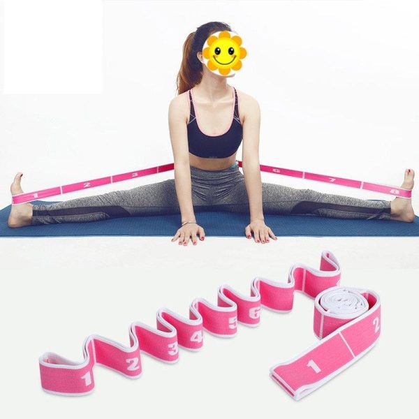 High Elastic Yoga Fitness Resistance Band 8-Loop Training Strap Tension Resistance Exercise Stretching Band for Sports Dancing Pink black  |  Yoga Exercise & Sports Pink black