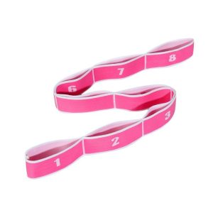 High Elastic Yoga Fitness Resistance Band 8-Loop Training Strap Tension Resistance Exercise Stretching Band for Sports Dancing Pink white  |  Yoga Exercise & Sports Pink white