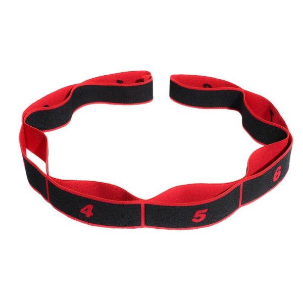 High Elastic Yoga Fitness Resistance Band 8-Loop Training Strap Tension Resistance Exercise Stretching Band for Sports Dancing Red and black  |  Yoga Exercise & Sports Red & black