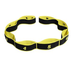 High Elastic Yoga Fitness Resistance Band 8-Loop Training Strap Tension Resistance Exercise Stretching Band for Sports Dancing Yellow black  |  Yoga Exercise & Sports Yellow black